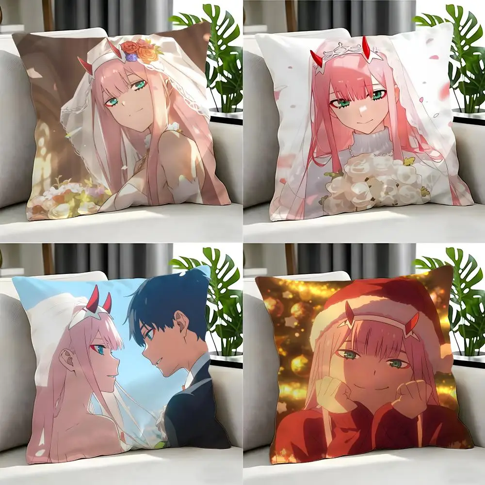 anime 02 DARLING in the FRANXX Cushion Cover Cushion Cover Set 4Pcs 50x50 45x45 40x40 Pillowcase Decorative Sofa Home Decor