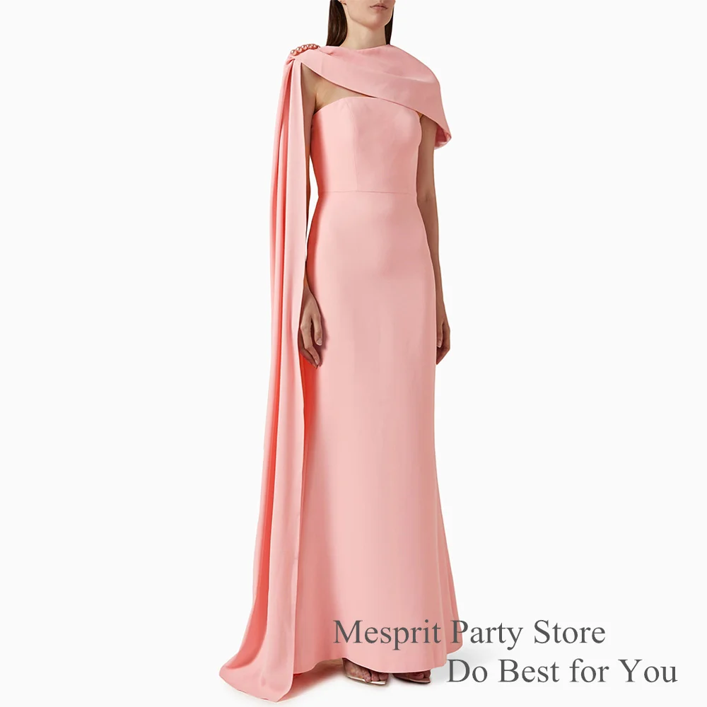 

Arab Prom Dress with Cape Customized Strapless Sleeveless Special Occasion Dresses Saudi Arabian Mermaid Evening Gown