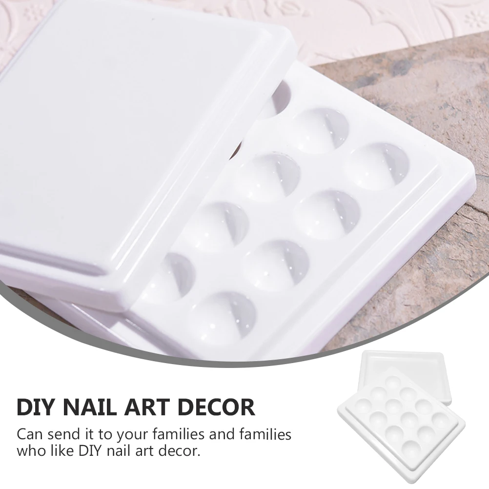 1 pçs cerâmica branca 12-grid paleta de arte do prego suave durável prático design de capa para manicure paleta de cores