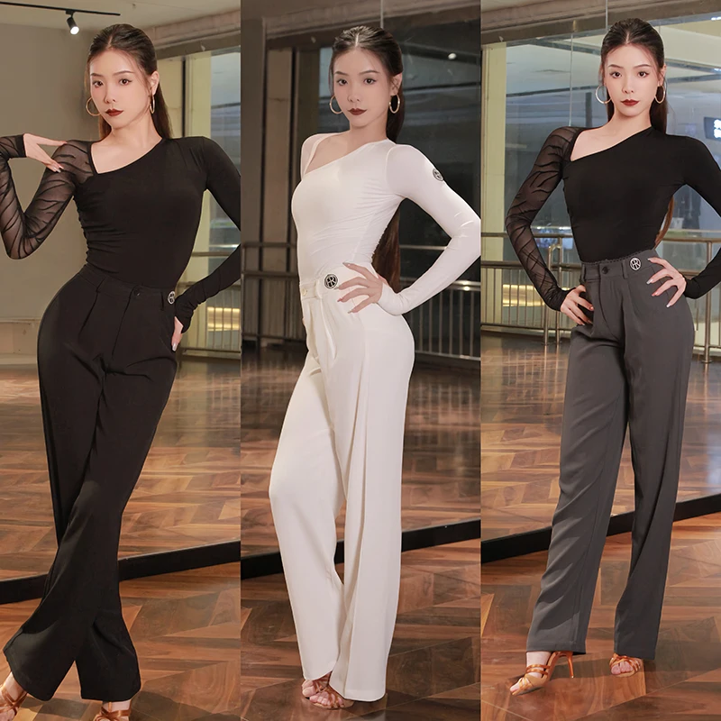 2025 جديد اللاتينية الرقص بلايز للنساء طويلة الأكمام السراويل اللاتينية ممارسة وتتسابق سامبا تشاتشا تانجو أزياء رقص اللاتينية DQS21664