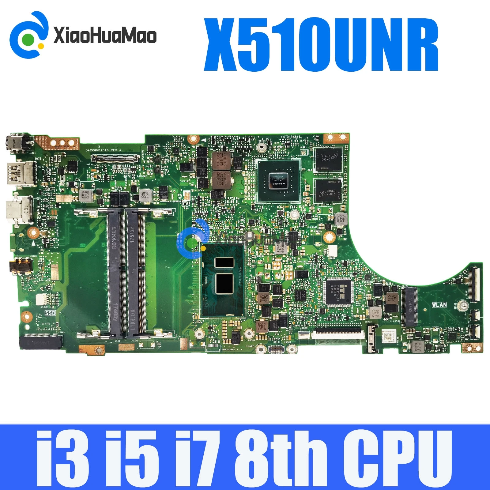 

X510UNR Mainboard For X510UF X510UA X510UQ S5100UR S5100U Laptop Motherboard W/I3 I5 I7-6th/7th 930MX/940MX/MX150 100% Test