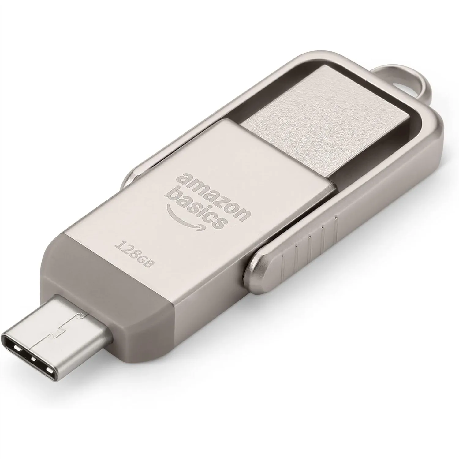 

128GB USB Flash Drive, Dual Port USB C and USB A Thumb Drive, High Speed Memory Stick for Data Transfer, Champagne Silver