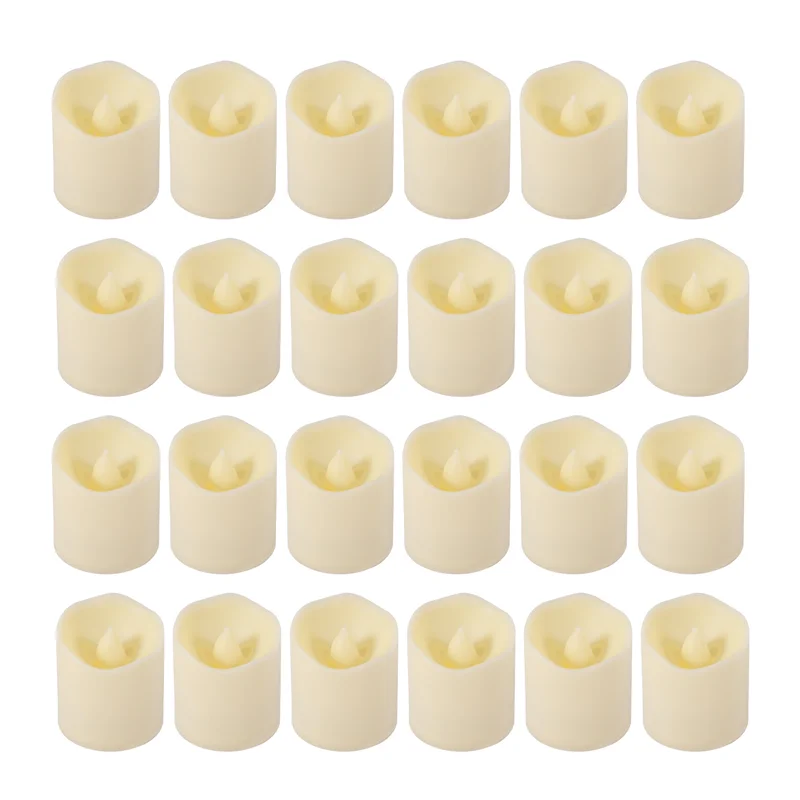 ABMH-24Pcs vela LED sin llama, luz de té de los deseos creativa, vela blanca cálida sin llama, decoración navideña de Halloween, luz de vela