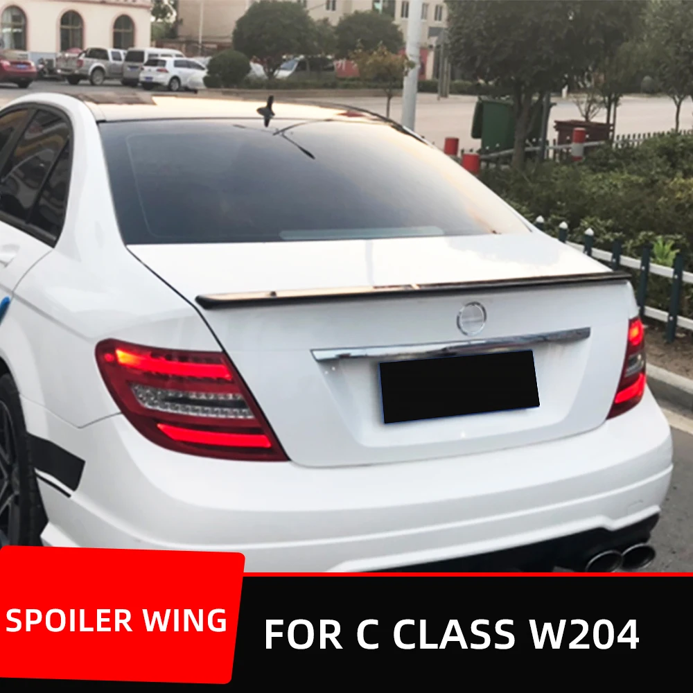 

Rear Trunk Boot Lip Spoiler Wing For Mercedes Benz C Class W204 C180 C250 C300 C63 AMG Sedan 2008-2014 ABS Carbon Print Black