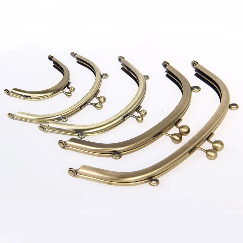 7.5 cm Bronze Double Bead Semicircular Metal Purse Frame Kiss Clasp Clutch DIY Bag Accessory