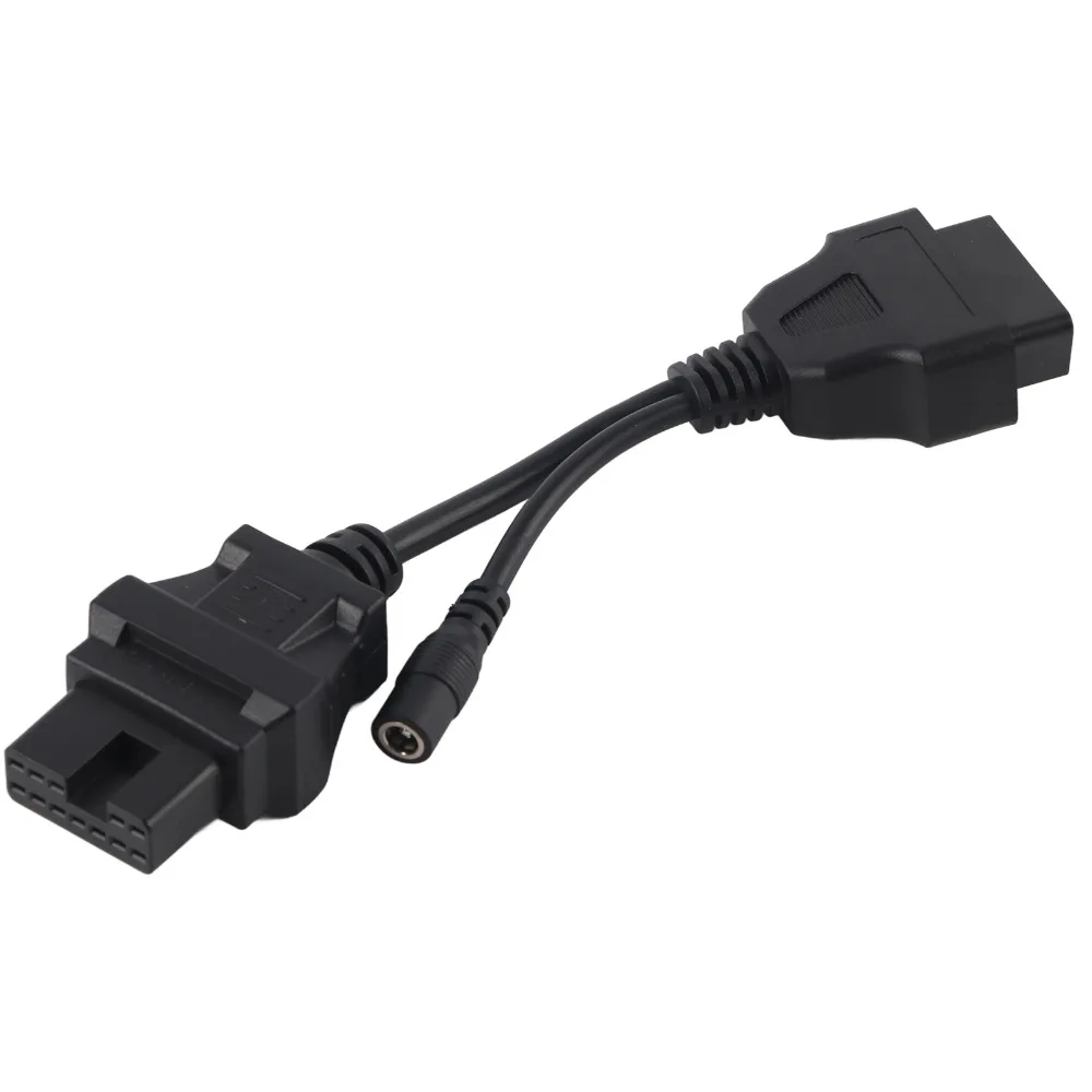 Durable Black OBD1 Male to OBD2 Female ABS 12 Pin to 16 Pin Vehicle Diagnostic Cable Cable with Power Jack For