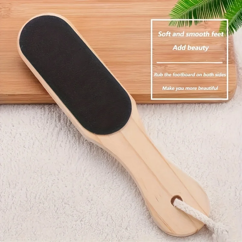 ตะไบเล็บเท้าไม้ 1 ชิ้นเรียบด้ามจับไม้ธรรมชาติพร้อมพื้นผิวขัดสีดํา - เหมาะสําหรับการดูแลเท้าที่บ้าน
