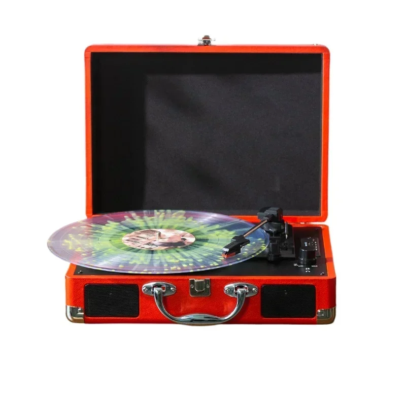 

Vinyl portable record player, retro phonograph, bluetooth speaker record player