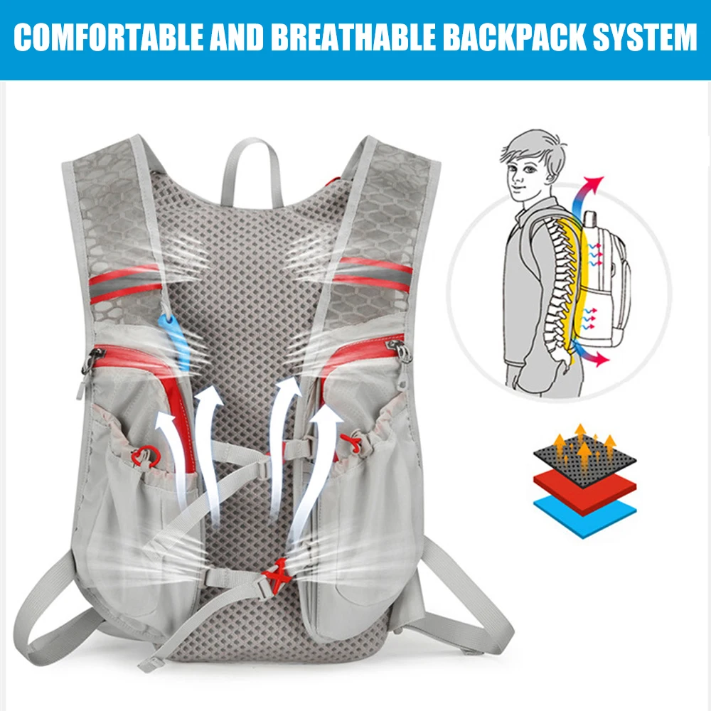 1PCS Running Hydration Vest Backpack,Lightweight Insulated Pack Bag Daypack for Hiking Trail Running Cycling Race Marathon