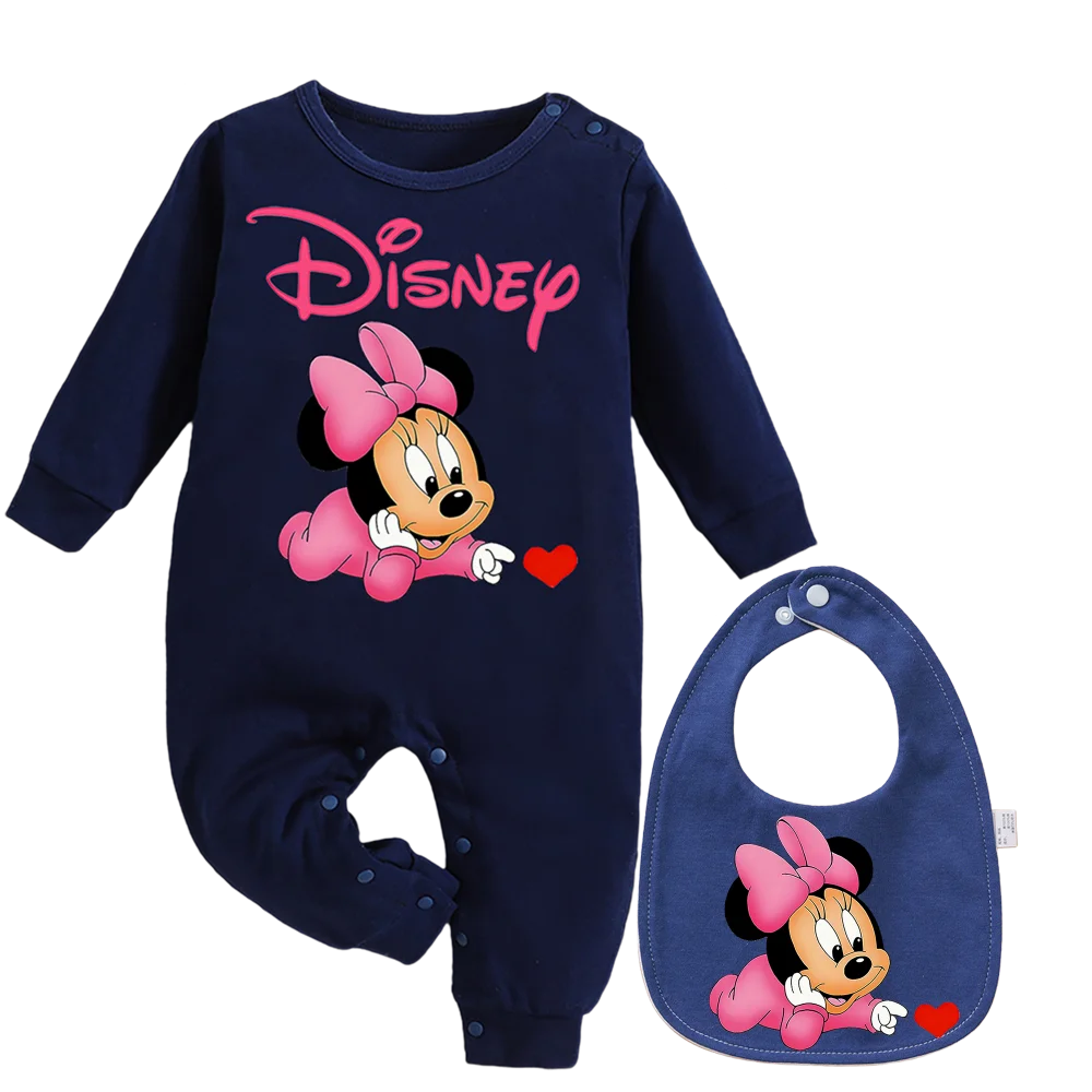 

Baby Romper with Bib Set for 0-6 Months Newborn Soft Cotton Infant Jumpsuit Drool Bibs