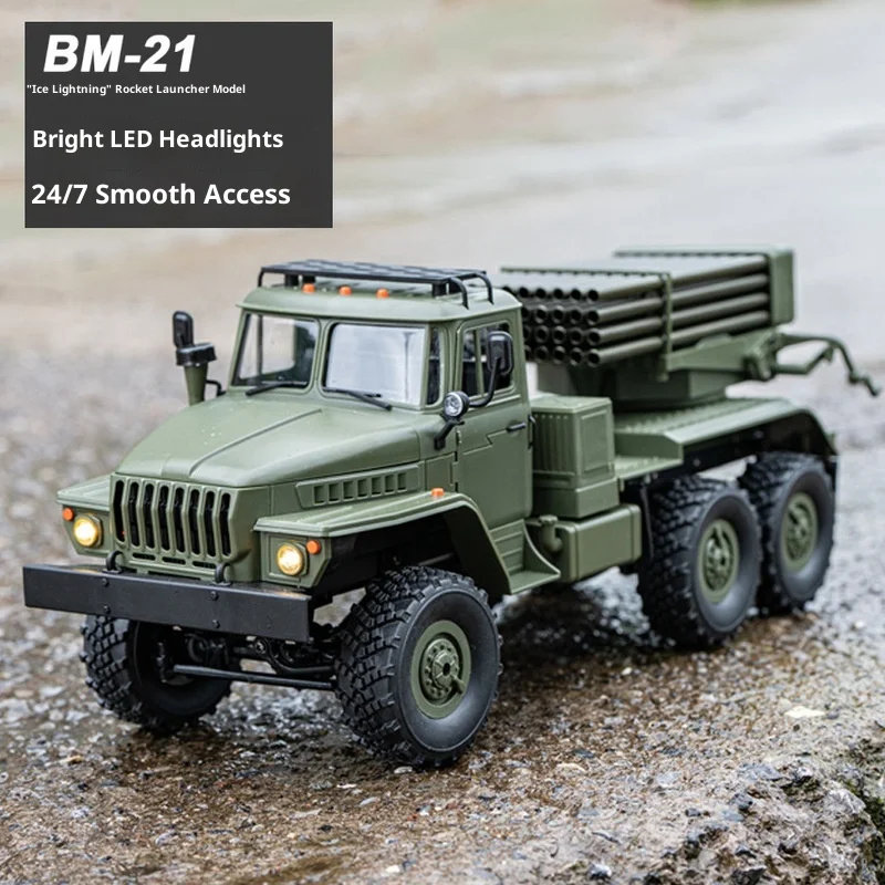 Military BM-21 'Hail' Rocket Launcher Model 1:16 Scale Remote Control Car Toy For Boys Children Full Proportion Play Vehicle