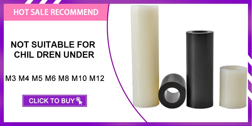 M3 M4 M5 M6 M8 M10 M12 Schwarz ABS ohne Gewinde ausgehöhlter Nylon-Abstandshalter, runde Abstandshalter, Unterlegscheibe, PCB-Unterstützung, Abstandshalter für TV-Installation – Detail 6