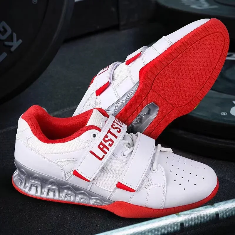 

New LASTSTAND Men Women Weight Training Shoes Red White Squat Shoes Weightlifting Sports Shoes Training Competition Sneakers
