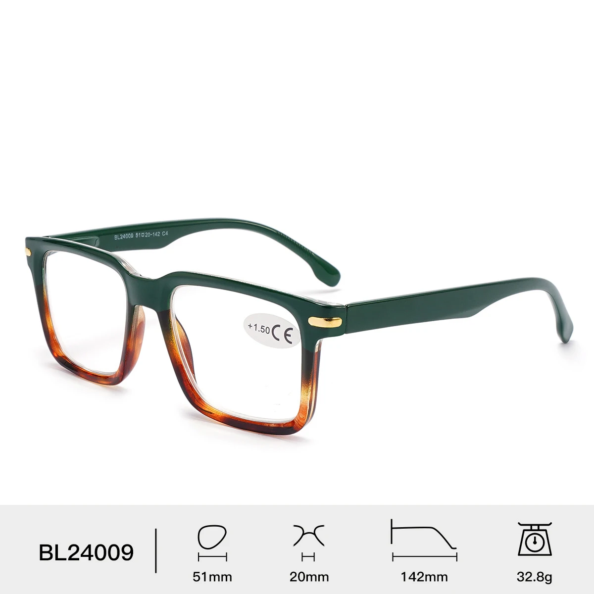 نظارات قراءة مربعة للرجال، تصميم أنيق ومتباين الألوان، معابد مخددة غير قابلة للانزلاق للرجال والنساء #2