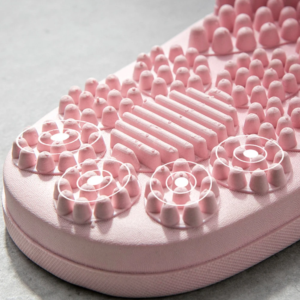 

Flat Sandals Solid PVC Bottom Massage Slippers Travel Hotel Home Slippers Beach Flops - Pink (Size 38-39)
