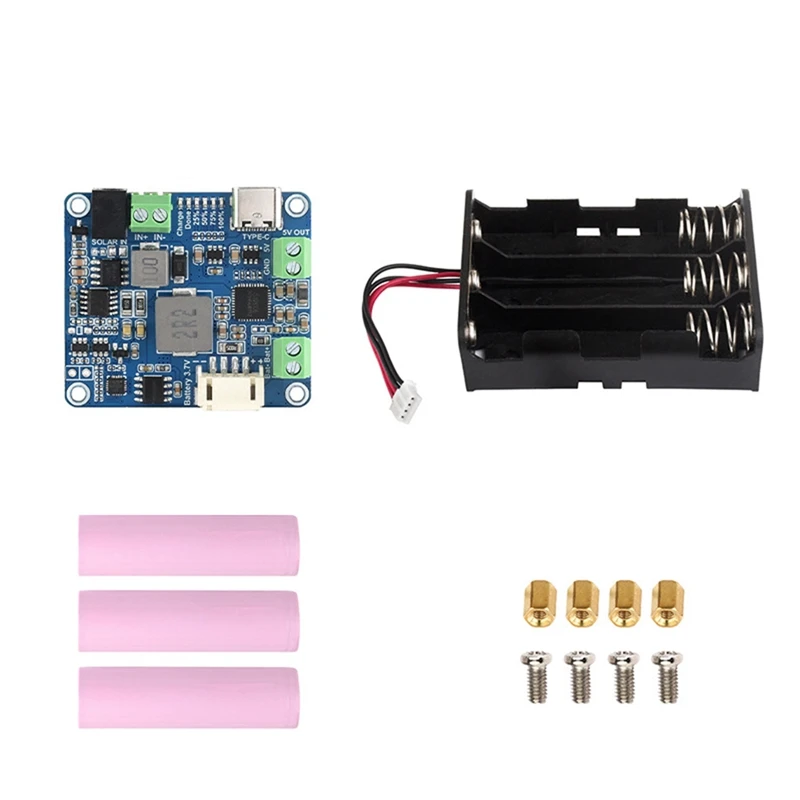 Zonne-Energie Manager Module + 3 Xbatterij + Behuizing Mppt Ondersteunt 6V-24V Zonnepaneel Type-C 5V/3a Gereguleerde Output Module