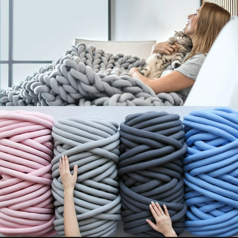 1kg Soft Hand Knitting Woven Thick Velvet Chunky Yarn Cored Cotton Wool Blanket Carpets DIY Arm Knitting Roving Spinning Yarn