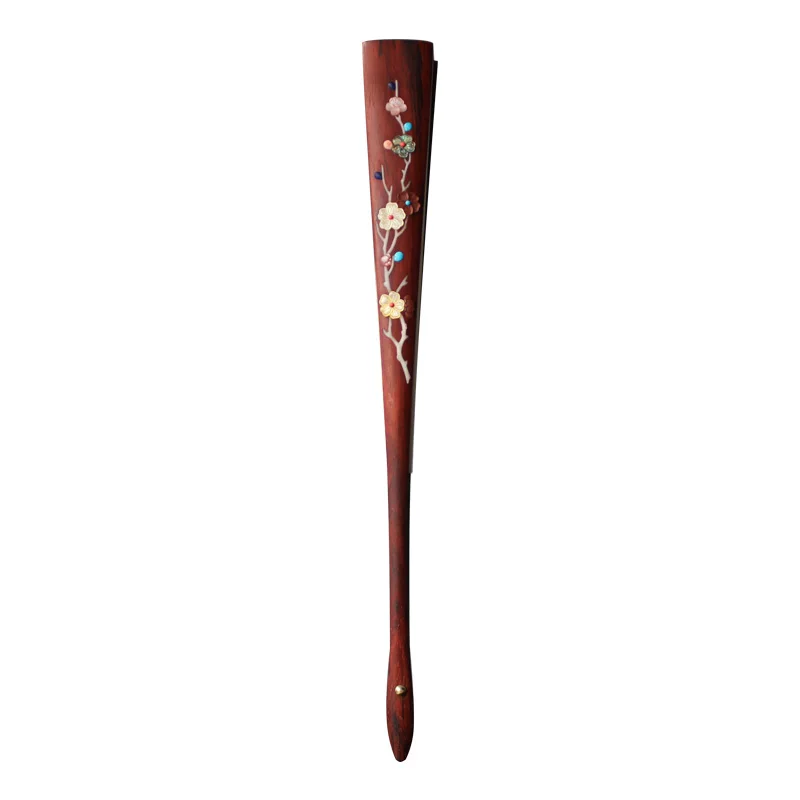 Small leaf red sandalwood Wenwan fan folding fan mahogany Chinese style portable men's retro style embedded Baibao