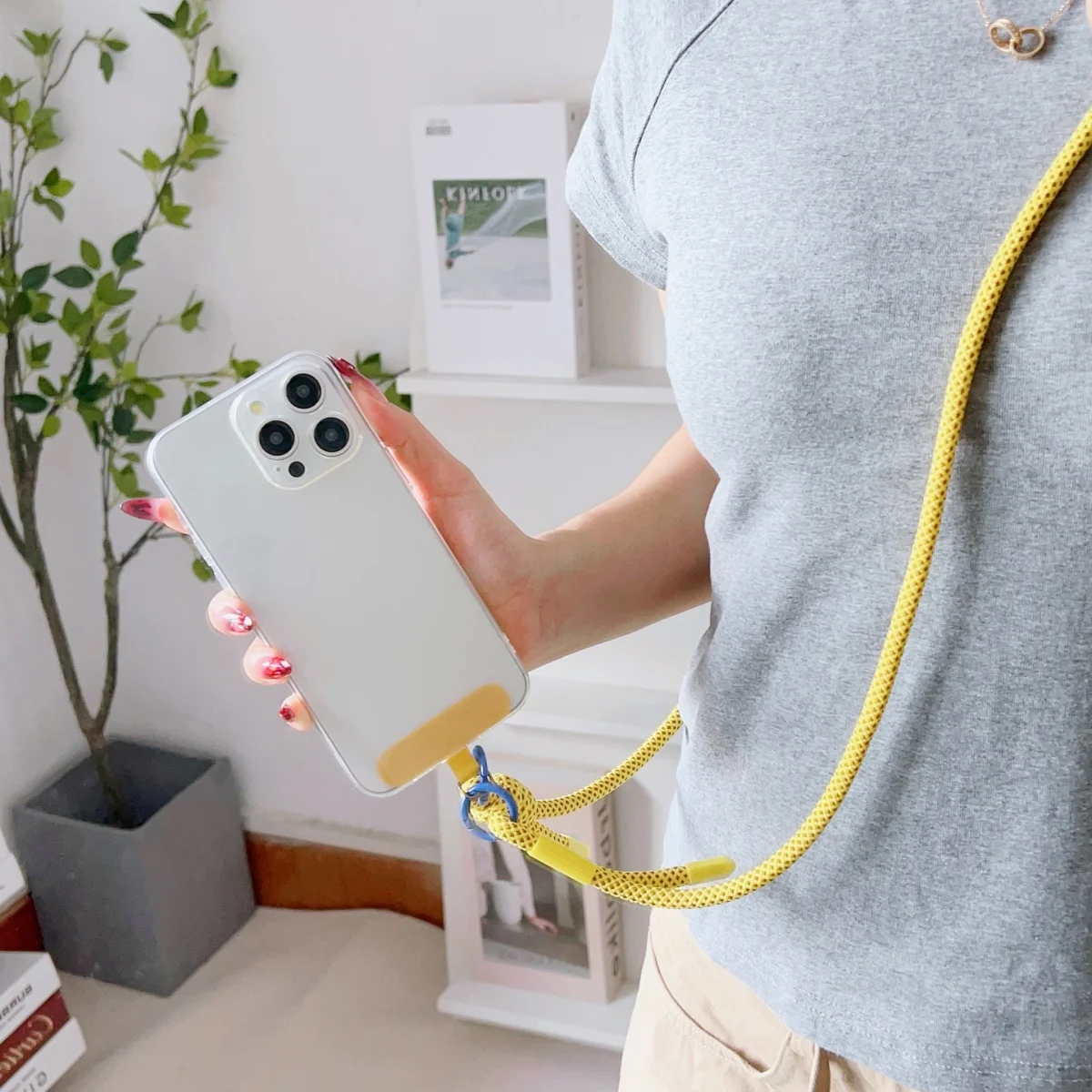 1 قطعة حبل الهاتف الطويل العالمي طول قابل للتعديل الرقبة معلقة حبل Crossbody حبل مع مشبك اتصال جراب هاتف