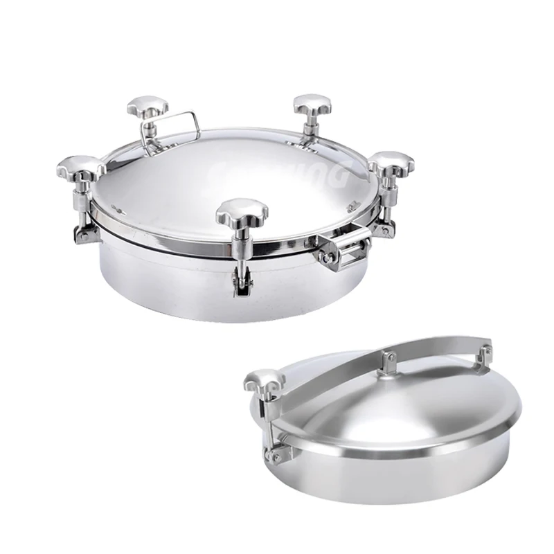 

304 316l Stainless Steel Oval Round Pressure Vessel Sanitary Tank Manhole Cover With Handle