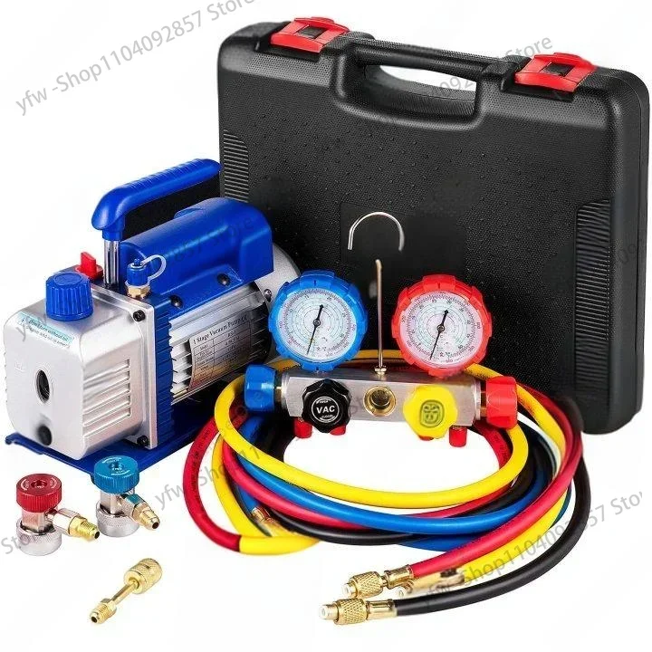 

Vacuum Pump 4.8CFM 1/4 Single Stage HVAC A/C Refrigeration Kit 5PA Ultimate Vacuum Manifold Gauge Set Air Conditioning