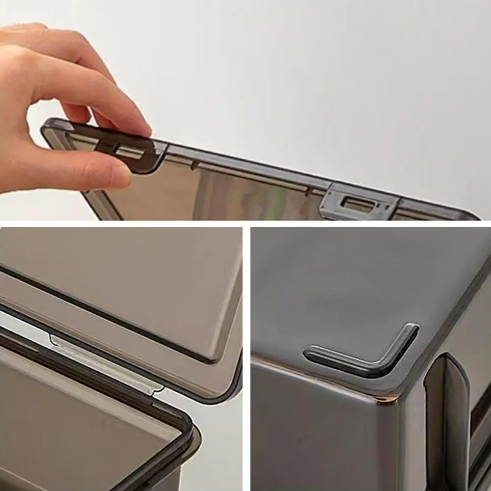 High Advanced Black Transparent File Organizer Box A4 Document Storage Box With Buckle Dustproof Desk Stationery Office Supplies