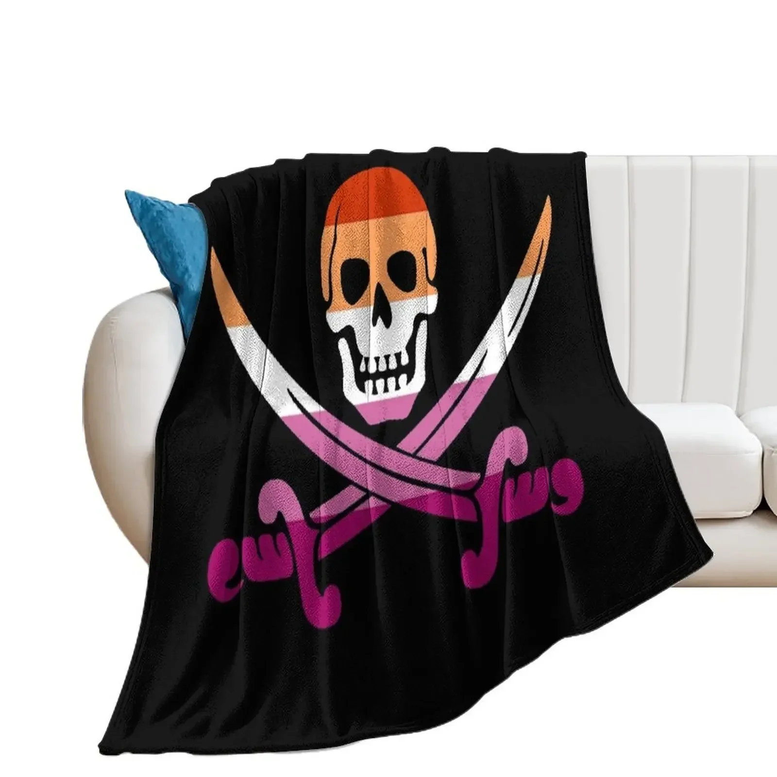 lesbian pride pirate flag Throw Blanket valentine gift ideas Loose Blankets