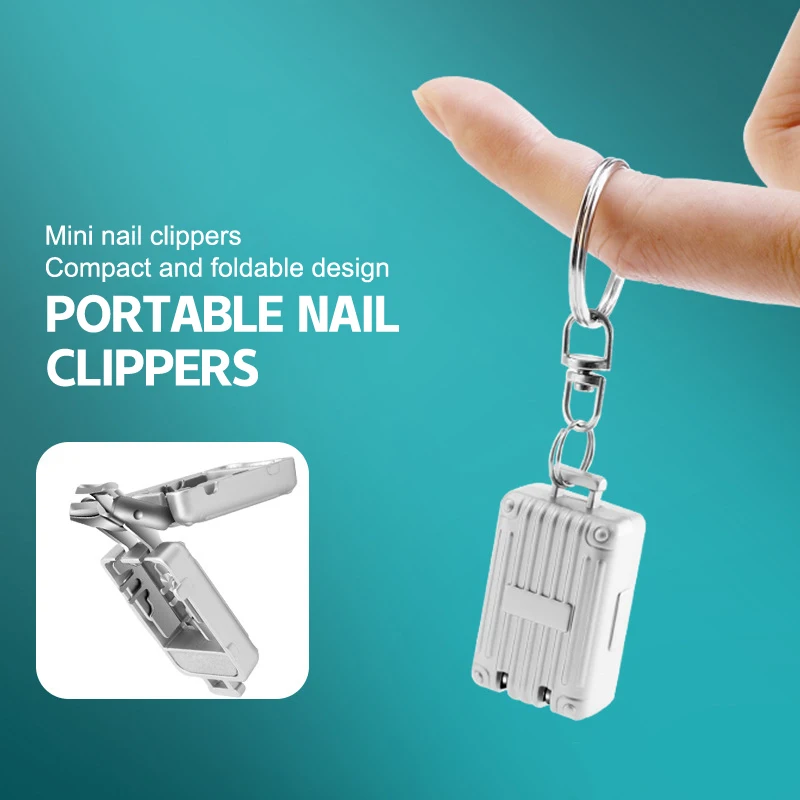 A New Silver Mini All Steel Foldable Nail Clipper Travel Portable Nail Clipper With Keychain Manicure Tool