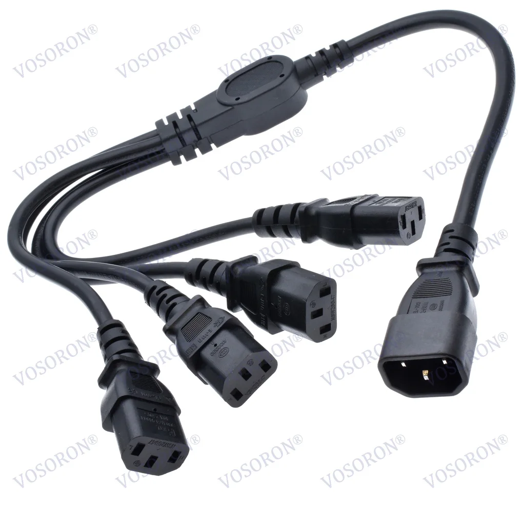 High Quality IEC 320 C14 Male Plug to 4XC13 Female Y Type Splitter Power Cord , C14 to 4 x C13, 250V/10A