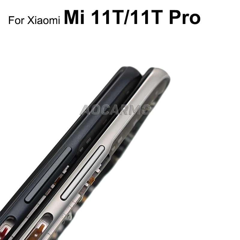 Aocarmo For Xiaomi 11T Mi 11T Pro Middle Frame With Side Keys Bottons Replacement Parts