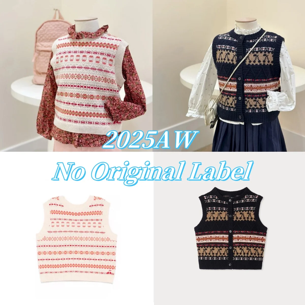 

Pretty Kids Sweater 2025 Autumn/Winter New BP Embroidered Vest, Girls' Cherry Knitted Vest