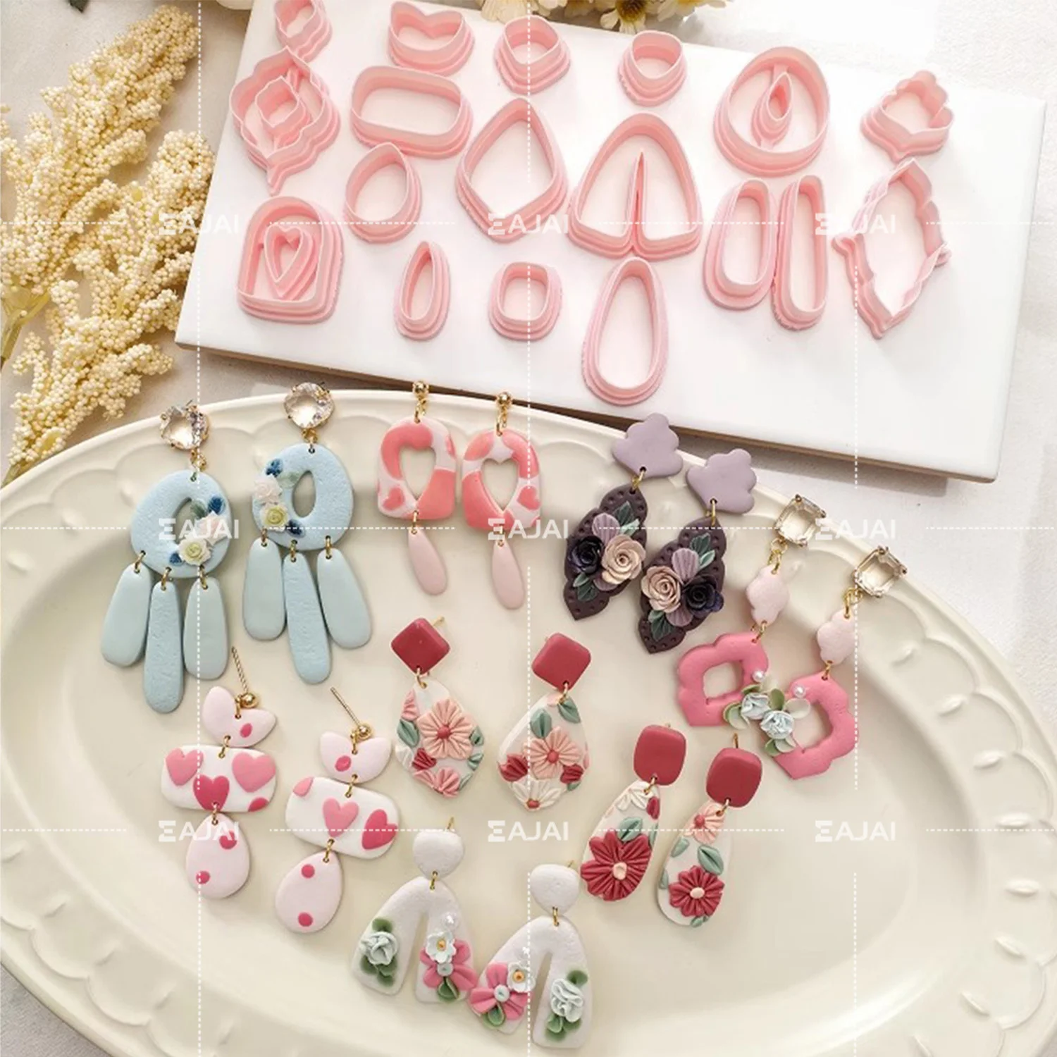 

8Pcs Collection Mini Flower Leaf Petal Polymer Clay Cutters for DIY Jewelry Making High Precision Tools Create Stunning Earrings