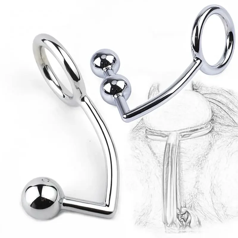 Stainless Steel Metal Penis Hook Ring Penis Bondage Single Ball Plug Anal Hook Dilator BDSM Bondage Chastity Lock Gay Sex Toy