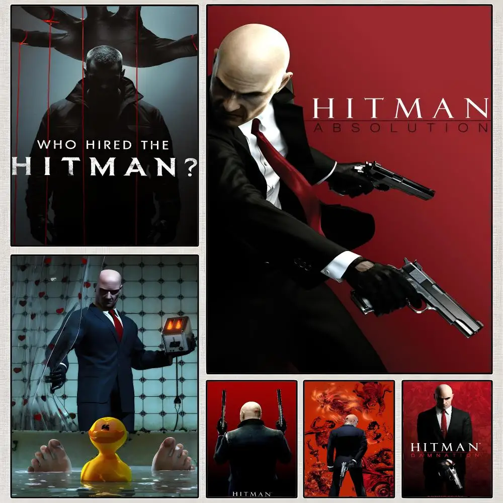 Game Hitman Agent 47 Stealth Action Poster PP Wall Art Print Removable Water-Resistant Home Decor for Bedroom Apartment Gift