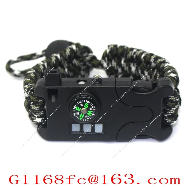 Outdoor Survival and Distress Tools Tactical Compass Adjustable Hand Rope Multifunctional Emergency Woven Bracelet