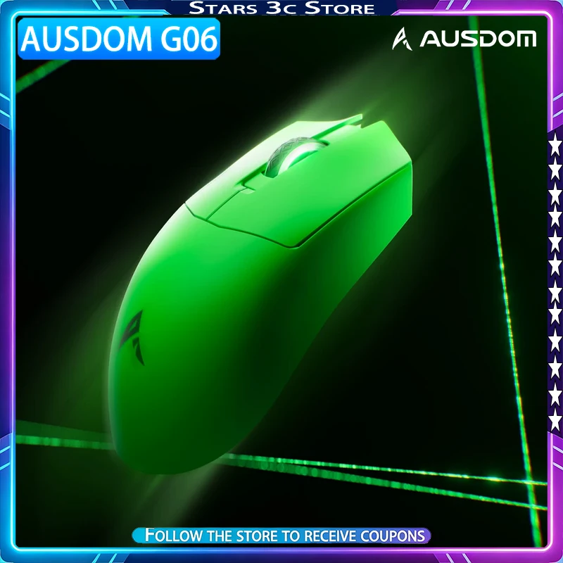 AUSDOM G06 Wireless Mouse Professional Version PAW3955GT Sensor Big Hand Ergonomics Low Latency Gaming Mouse PC Accessory