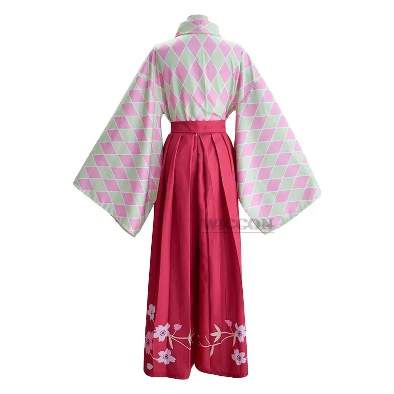 Disfraz de Kanroji Mitsuri, uniforme de demonio de Anime, falda tipo kimono, traje Kimetsu Halloween Taisho, ropa de Cosplay del período de Japón