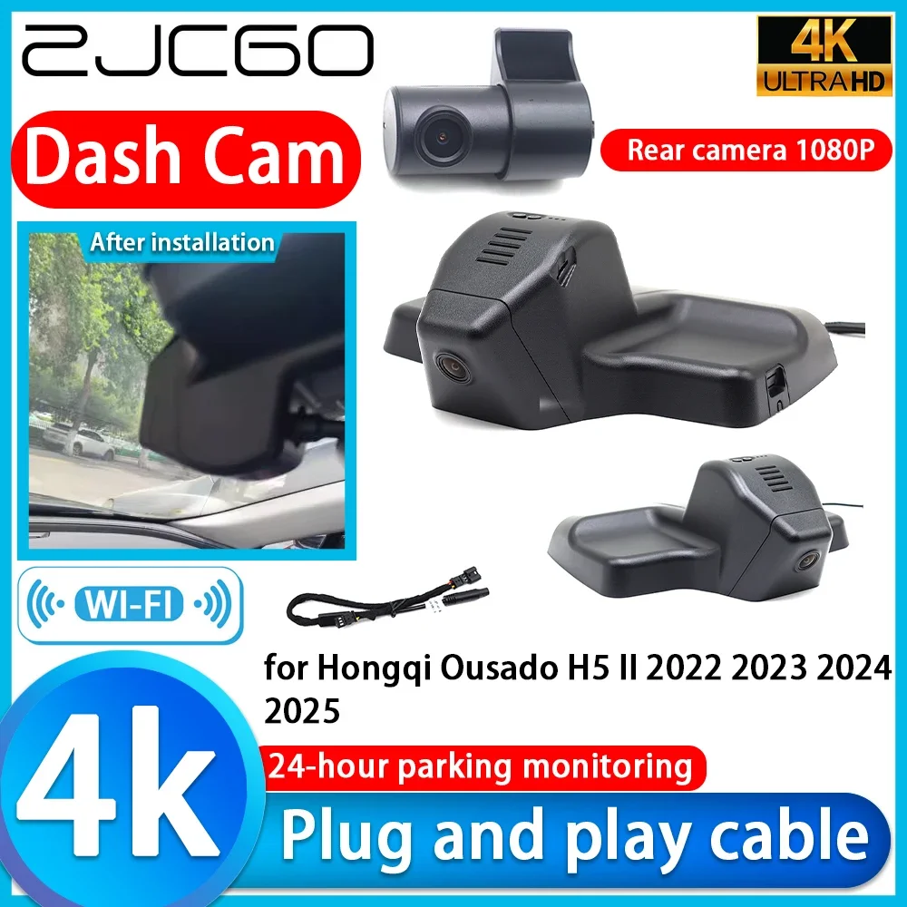 ZJCGO Video Recorder 4K UHD Plug and Play DVR Dash Cam for Hongqi Ousado H5 II 2022 2023 2024 2025