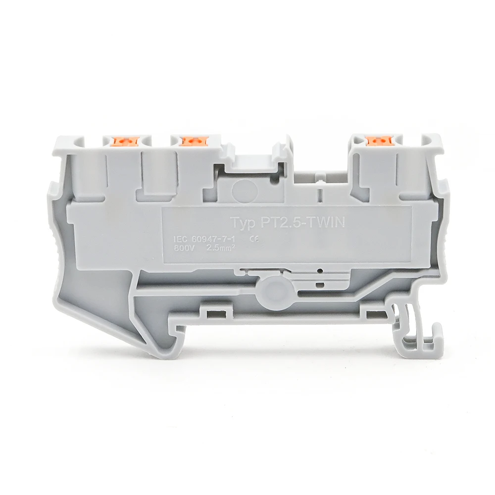 10Pcs PT 2.5-TWIN Dual Wire Terminal Block 2.5mm DIN Rail Reliable Electrical Spring Clamp Wiring