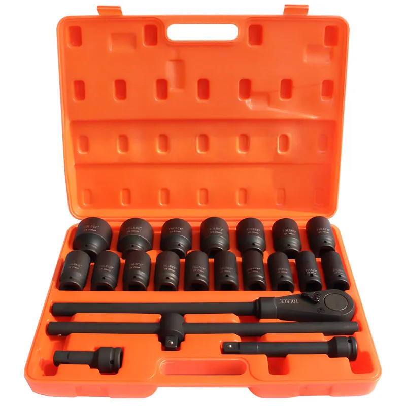 Heavy duty socket wrench 3/4 inch set, 26 pieces hexagonal plum blossom 12 angle combination quick repair tool
