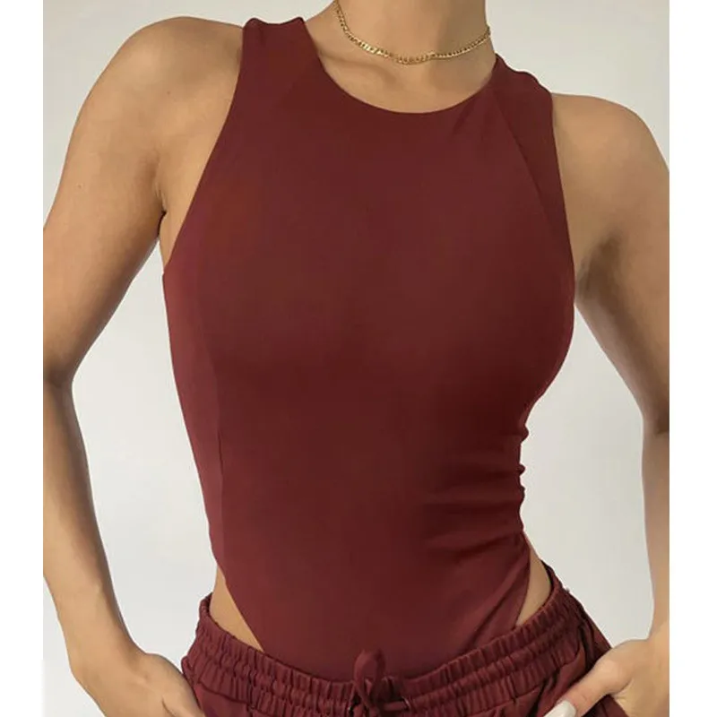 Intimo modellante da donna con tuta base senza maniche tinta unita girocollo con spalle scoperte