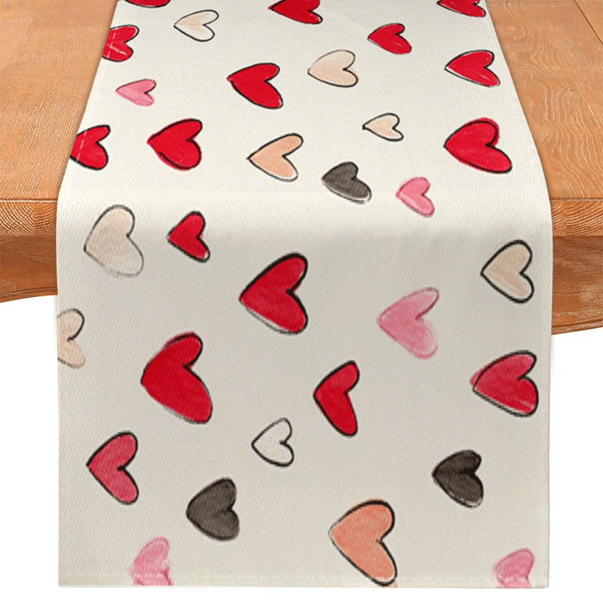 Valentine's Day Heart Pattern Table Runner  - Romantic Warm Indoor Outdoor Home Gathering Entryway Decor