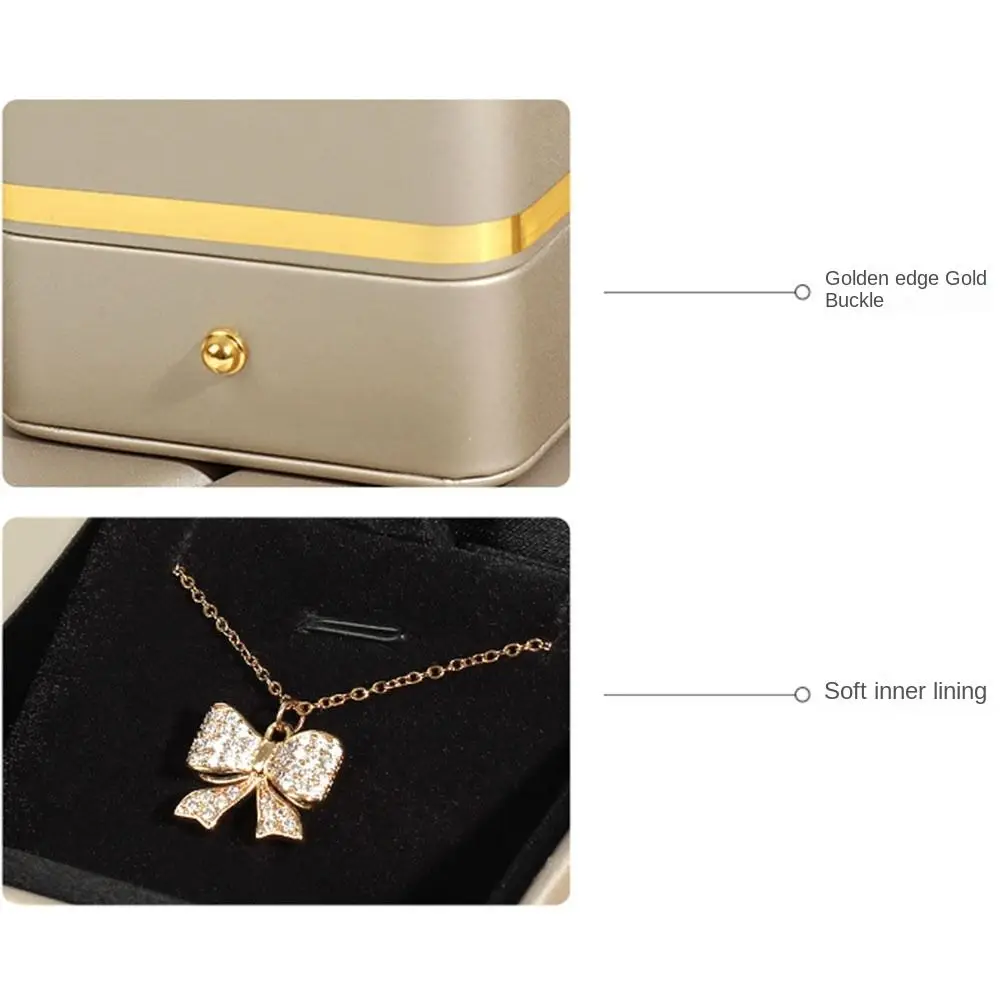 Fashion PU Leather Square Ring Box Gold Trim Elegant Ring Storage Case Velvet Interior Jewelry Packaging Wedding