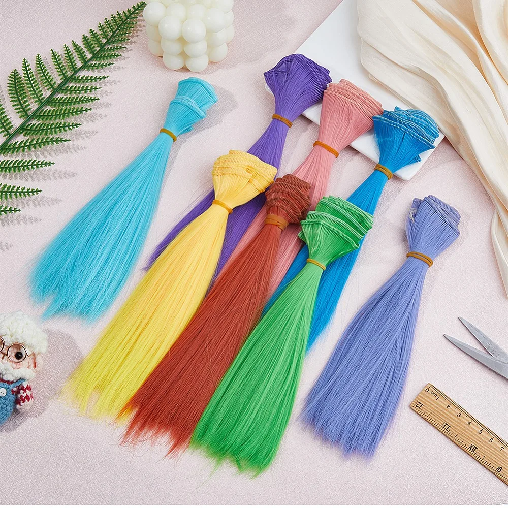 1세트 8개 8색상 PP 가발 헤어 BJD 제작 액세서리 혼합 색상 1000x200~210mm 1개/색상