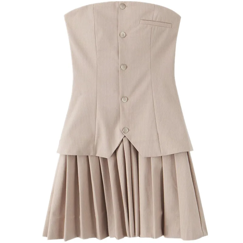 Spring 2025 New Women's Design Sense Strapl ort Dr Straight Collar Svel Commute Sle Spring Summer Collection