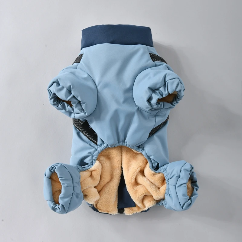 Geschirr Overall Hundekleidung Kleiner Welpe Mittelgroßes Tier Haustier Windjacke Schneeoverall Winter Fleece Polsterung Pudel York Schneeanzug – Detail 7