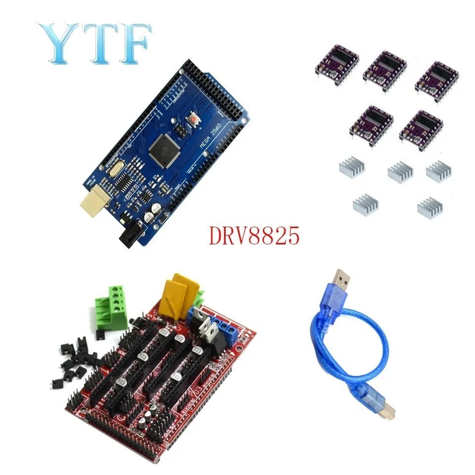 Mega 2560 R3 1pc RAMPEN 1,4 control panel 5 stücke DRV8825 oder A4988 Stepper Motor Drive 3D Drucker Teile