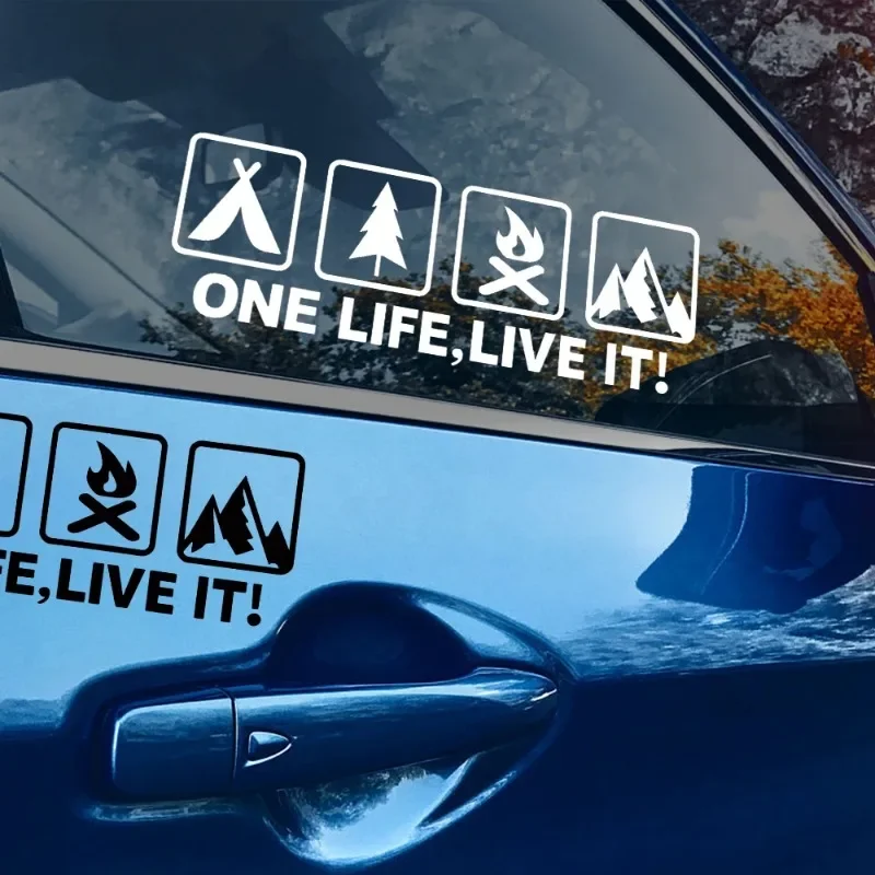 ONE LIFE LIVE IT Universal Car Stickers Tuning Off Road SUV Truck Mountain Silhouette Car Sticker Decals Decoration Accessories