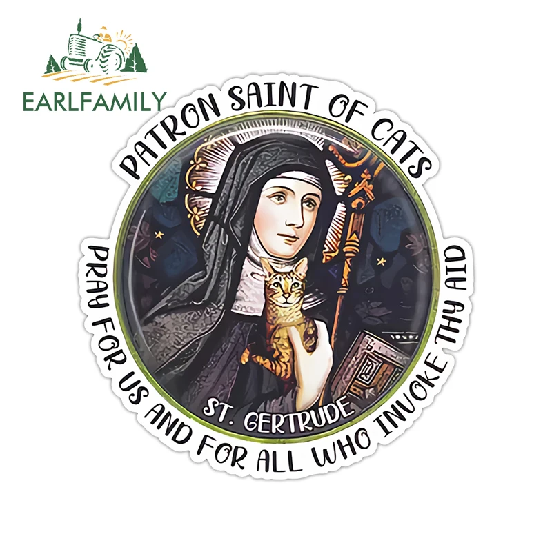 EARLFAMILY St. Gertrude Of Nivelles Car Truck Decal Cartoon Decoration Occlusion Scratch Custom Printing Vinyl Custom Printing