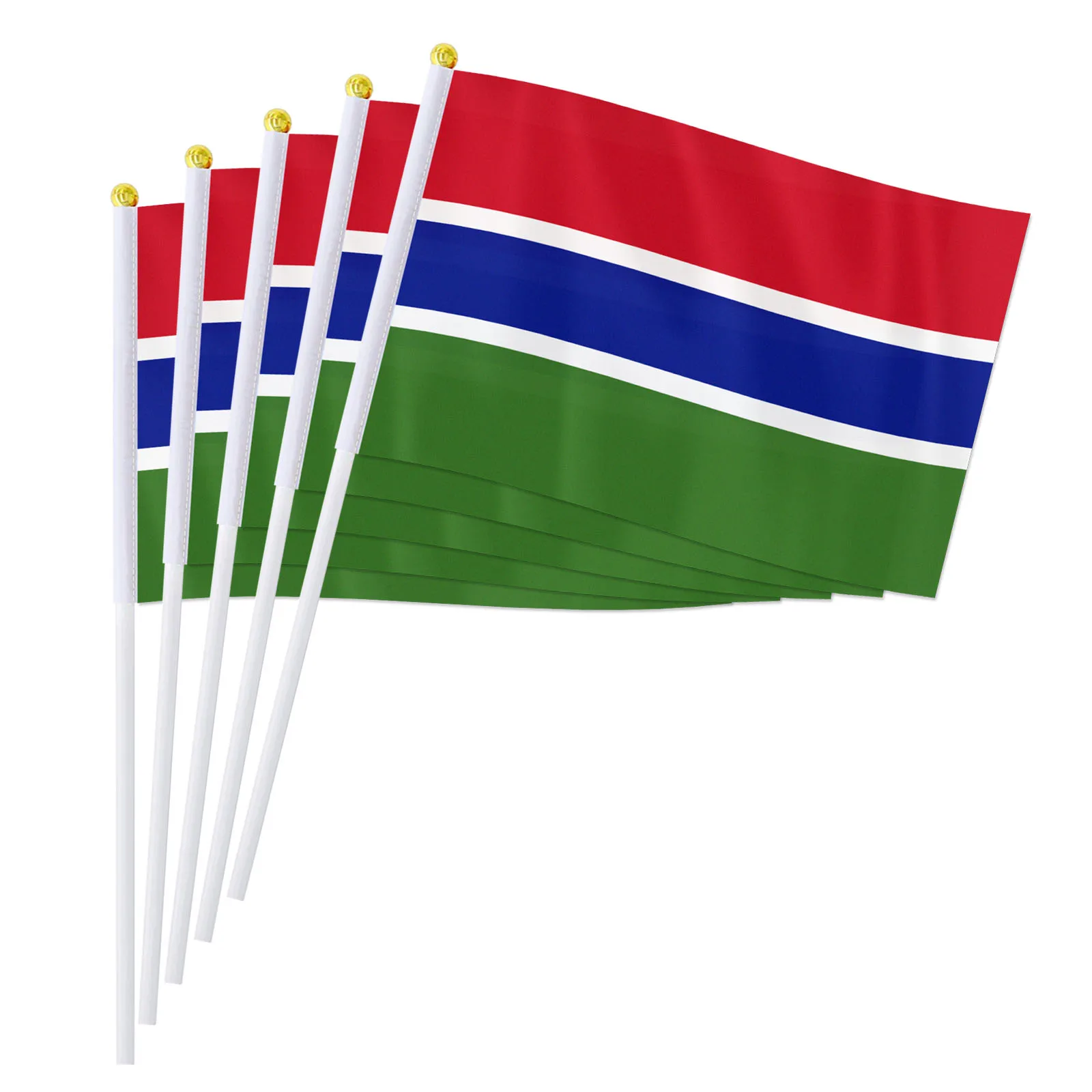 PTEROSAUR 14*21cm Gambia Hand Flag, Gambia Gambian National Flag World African Countries Hand Held Small Waving Flag, 50/100pcs